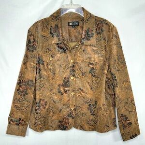 Toni Morgan Tan Brown Blazer Floral Paisley‎ Wstern Rodeo Boho Sz XL